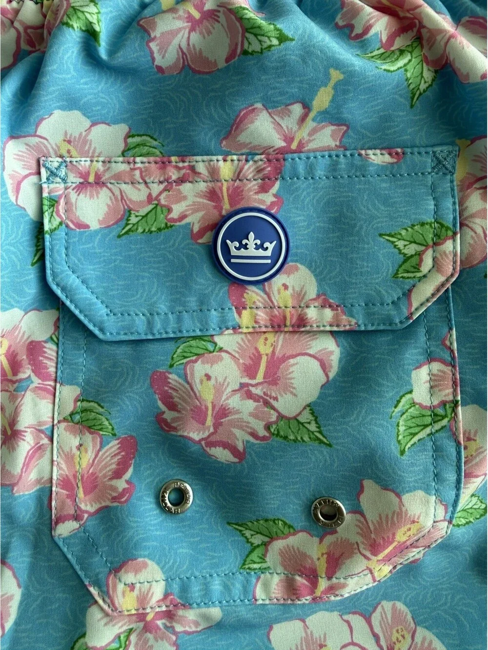 Peter Millar NWOT Seaside Hibiscus Harbour Swim Trunks XL Blue Pink Floral Lined
